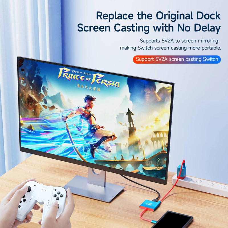 Portable Dock Adapter for Switch, Travel Docking Station for TV with 4K HD HDMI Output & PD Fast Charging & USB 3.0 Compatible with Switch/OLED, Steam Deck, MacBook Pro/Air, ROG Ally
