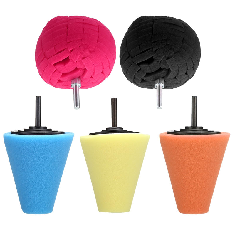 5Pcs Polishing Foam Sponge Polishing Balls Wheel Cleaning Tools Car Wheel (for Drills Car Polisher and Polisher Kits for car Care, Metal, Plastic, Ceramic and Glass.