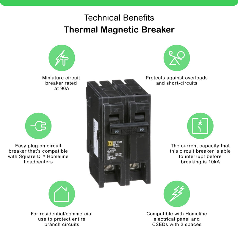Square D - HOM290CP Homeline 90-Amp Two-Pole Circuit Breaker