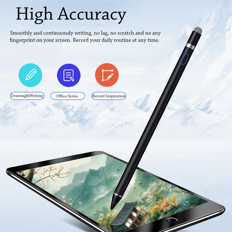 Stylus Pen for iPad, DOGAIN iPad Pencil for Touchscreen with Dual Touch Function, Active Digital Fine Point iPad Pen Compatible with iPad/Pro/Air/Mini/iPhone/Samsung//iOS/Android and More - Black