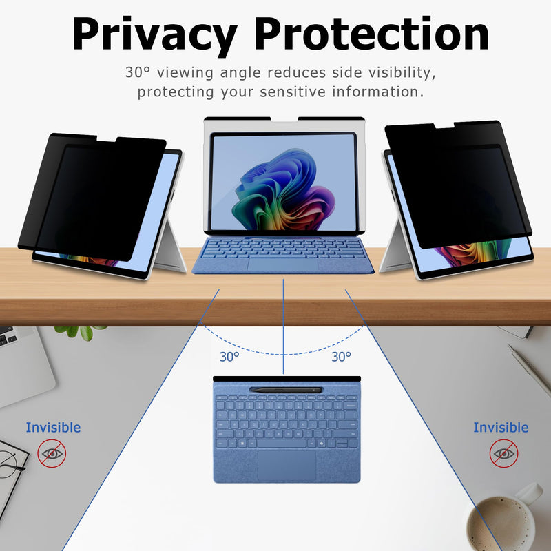 Megoo Privacy Screen Protector for Surface Laptop 7 15 Inch, Anti-Spy, Anti-Glare, Blue Light & UV Blocking, Magnetic Nano Technology, Removable Design Laptop 7 15"