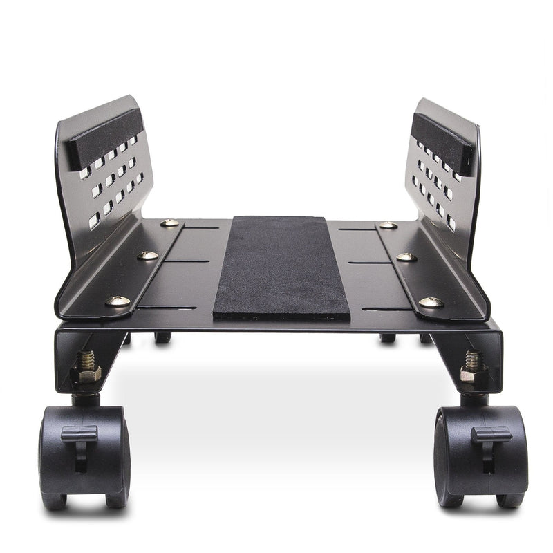 Slim Computer PC or UPS Metal Floor Stand with Adjustable Width and Locking Caster Wheels Alum Slim Black