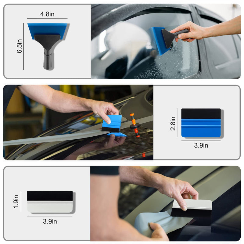 9 Pcs Vehicle Car Window Tint Application Tools Kit Glass Protective Film Installing Tool Car Window Film Squeegee Auto Vinyl Wrap Installation Kit for Vinyl (9)
