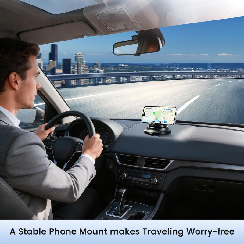 Car Phone Holder Dashboard Phone Mount for Car 360 Degree Rotation Silicone Non-Slip for Various Dashboards,Adjustable Spring Clip Desk Phone Stand Compatible with All Smartphones