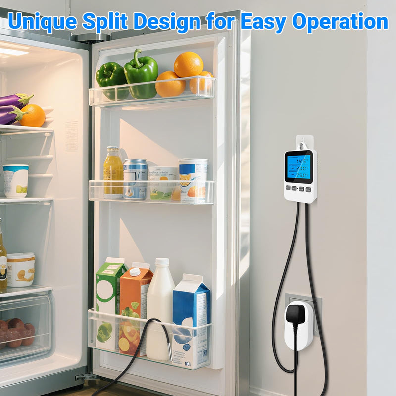 Temperature Controlled Outlet Thermostat Plug 120V Heating Cooling Control Timer Thermostat Outlet Backlit Display Digital Temperature Controller Tc810