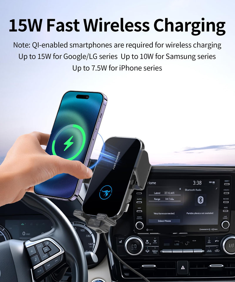 Wireless Charger Car Phone Mount for Toyota Highlander 2020-2026 8" Screen | Highlander Hybrid,Auto Clamp Cell Phone Mount Clip Accessories 15W Qi Fast Charging Stand Compatible with iPhone Android