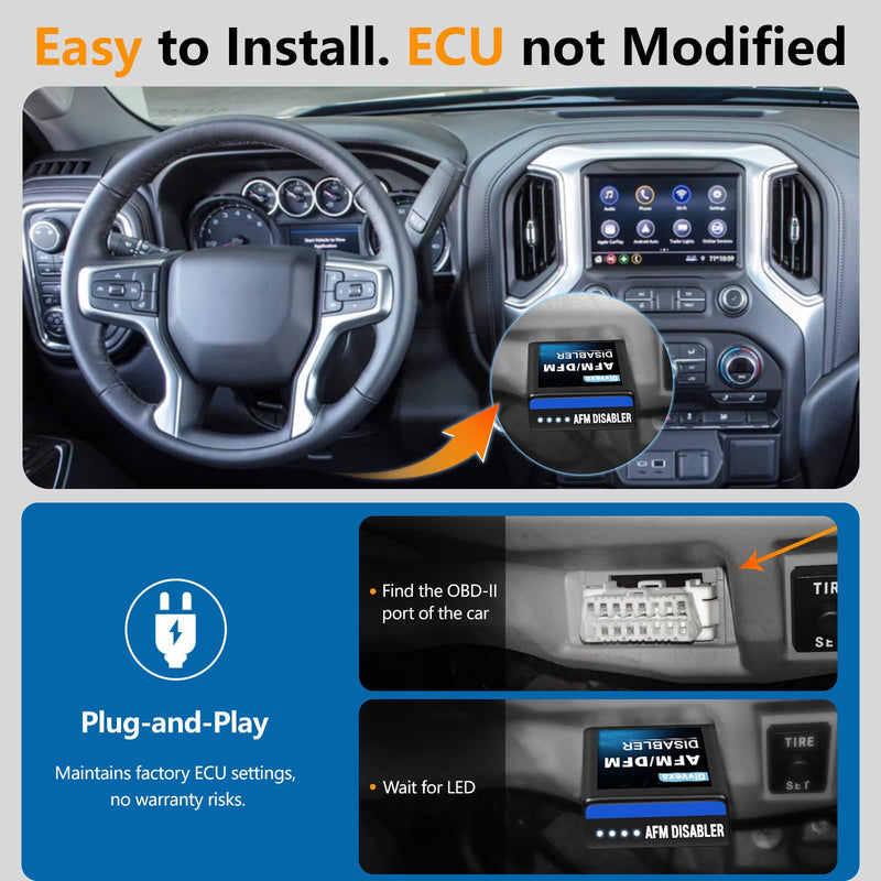 AFM Disabler 5.3 Silverado 1500 2010-2018, AFM/DFM Delete Device for Chevy GMC 4.3L 5.3L 6.0L 6.2L V6 V8, Active Fuel Management Disabler (Fits Sierra Yukon Tahoe Escalade etc) - Plug & Play