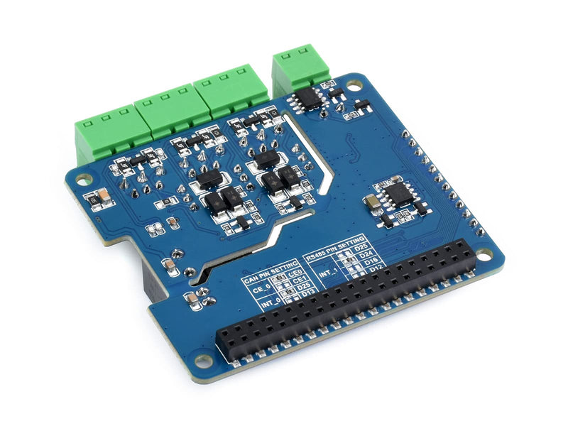 Industrial Isolated RS485 CAN HAT Compatible with Raspberry Pi 5/4B/3B+/3B/ZeroW/WH/Zero 2W/Pico W/Pico 2 W, Expand 2-Ch RS485 and 1-CH CAN, SPI Communication, Bulit-in Multi Protections