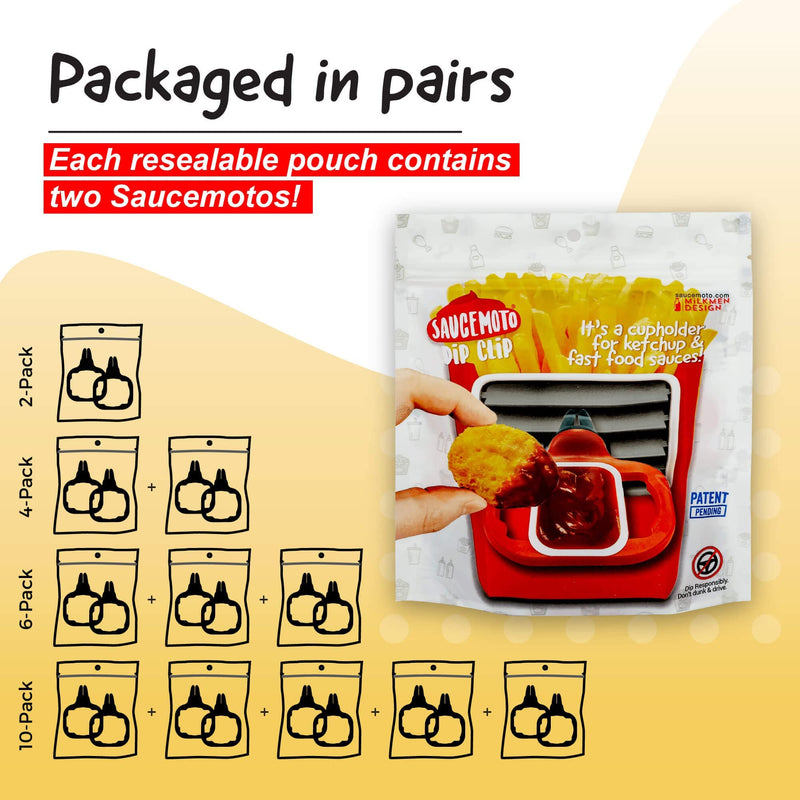 Saucemoto Dip Clip | An in-car sauce holder for ketchup and dipping sauces. As seen on Shark Tank (2 Pack, Black) 2 Pack