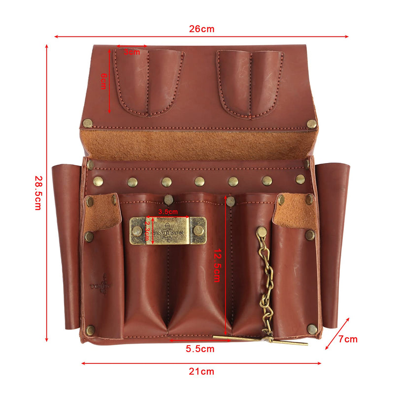 TOURBON Leather Tool Pouch Belt Tool Organizer for Carpenter Construction | for Wrench Screwdriver Chisel Folding Knife Tape Measure Plier, Framers Handyman Electrician's Tool Bag
