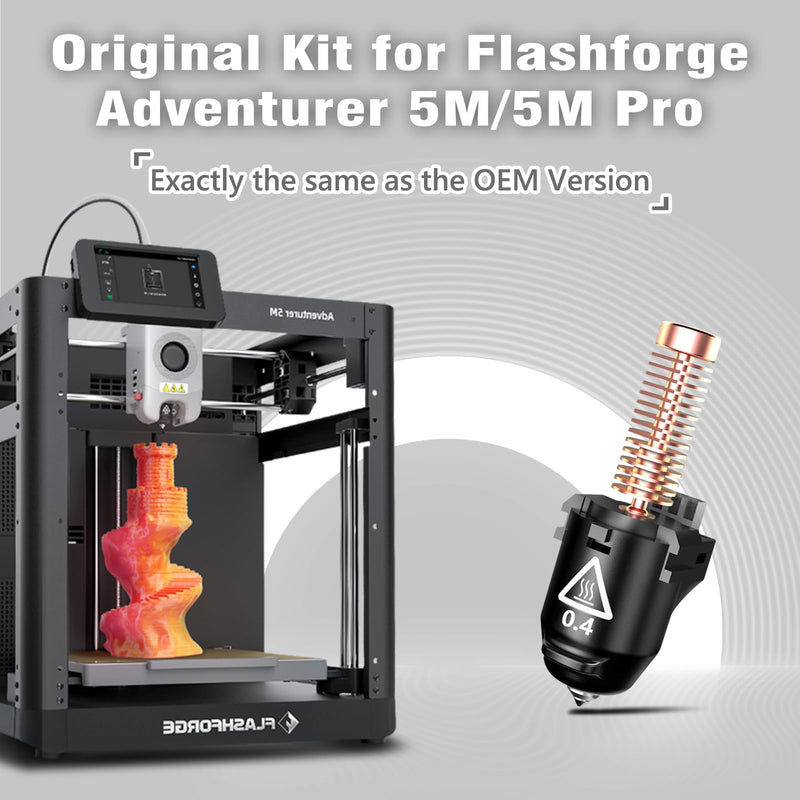 Original 3D Printer 0.4mm Nozzle for FLASHFORGE Adventurer 5M Hotend,3S Quick Detachable Nozzle,Up to 280℃ High Temperature High Flow 32mm³/s Nozzle,Adventurer 5M Pro Nozzle