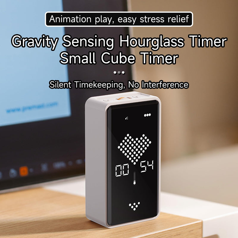 Digital Hourglass Timer, Rechargeable Magnetic Visual Timer with Large LED Display, Adjustable Volume for Classroom, Cooking, Fitness, Baking, Kids Learning & Teaching (White) White