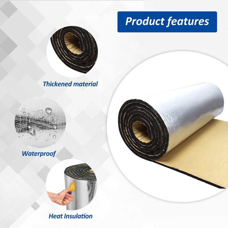 Car Heat Sound Deadening Insulation Mat, - 394 Mil 10.8 Sqft Automobile Sound Deadening & Heat Insulation Material for Auto Hood Engine Roof Door and Trunk,40 Inch x 40 Inch, Aluminum Foil Finish 40 x 40"(10.8sqft)