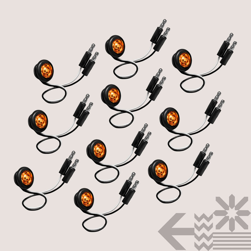 TRUE MODS 10pc 3/4" Inch Round Amber Trailer 12V LED Marker Light [DOT FMVSS 108] [SAE P2PC] [Semi-Spherical Output] [IP67 Waterproof] [Bullet Style] Small Clearance Marker Lights for Trailer Truck RV 10 pack Amber (Standard)