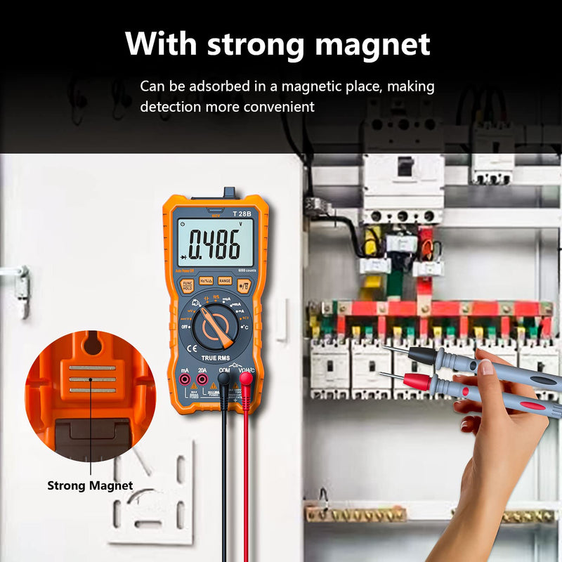 True RMS Digital Multimeter Tester, Auto-Ranging AC DC 20A Ohmmeter 1000V Voltmeter with NCV, Measure Voltage Current Amp Resistance Diode Continuity Duty-Cycle Capacitance Temperature, for Home Auto up to 1000V/20A
