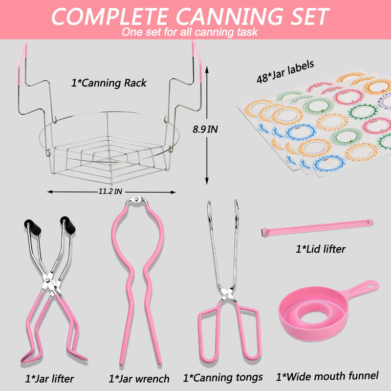 Canning Supplies Starter Kit with Stainless Steel Canning Rack and Accessories Tools, Includes Canning Jar lifter Tongs, Funnels,Lid lifter for Canning Pot, Water Bath& Pressure Canner