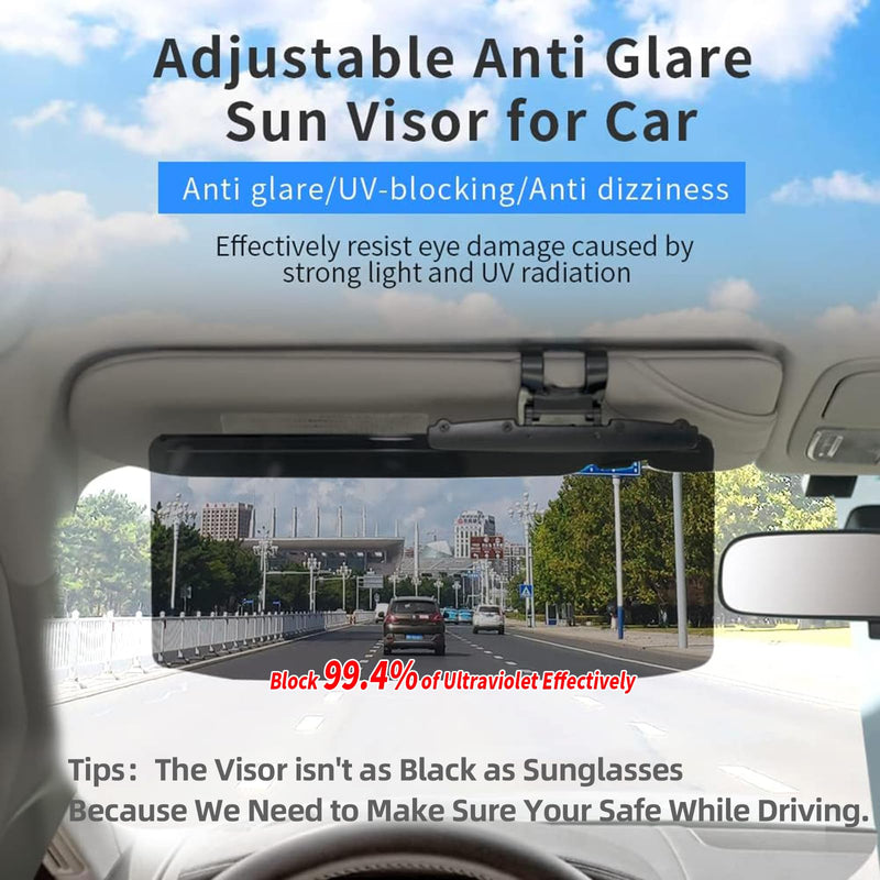 Polarized Sun Visor Extender for Car, Night Driving Visor Anti Glare Car Visor Extension Angle Adjustable Sun Blocker Visor for Car Windshield