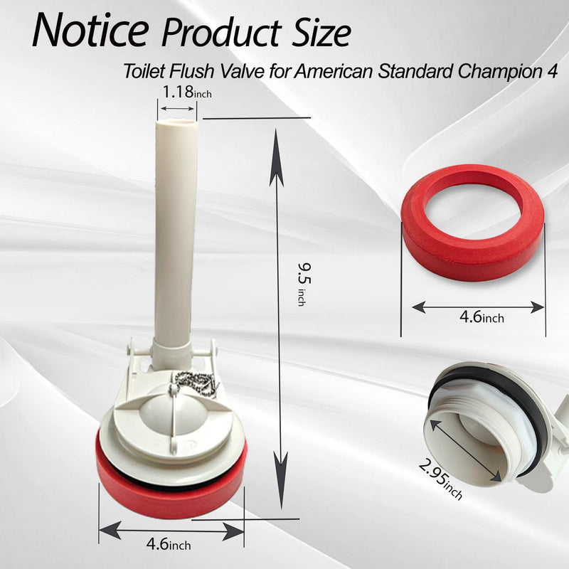 Toilet Flush Valve for American Standard Champion 4/Titan/Duravit, for American Standard Champion 4149a/4215a/4260/4266 Tanks, Includes Flapper/Gasket/Bolt Kit