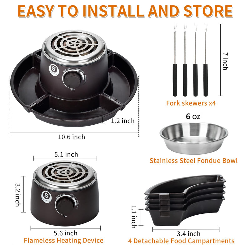 SANLE SOPFFY 2 in 1 Electric S'mores Maker & Fondue Pot,S'mores Maker Tabletop Indoor Kit with 4 Roasting Forks & 1 Flameless Temperature-controlled Heater,Christmas Gifts,Family Gifts