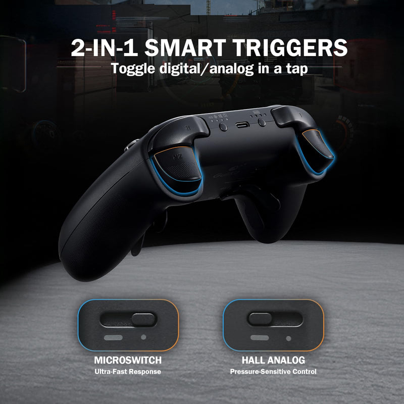 GuliKit TT MAX Bluetooth Gaming Controller for PC/Switch 2/Switch/Android | Ultra-Fast Gamepad with Adjustable TMR Joysticks, Hall & Micro Triggers, 4 Rear Paddles, Multi-functional Adapter TT MAX-TMR Joysticks-Black