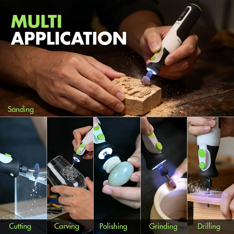 Cordless Rotary Tool Kit Engraving Pen 5 Variable Speed 7.2V Powerful Rotary Tool 8000-31000RPM with 60 Accessories for 3D Printer Sanding,Polishing,Drilling,Carving DIY Crafts Rotary Tool Kit-60pcs