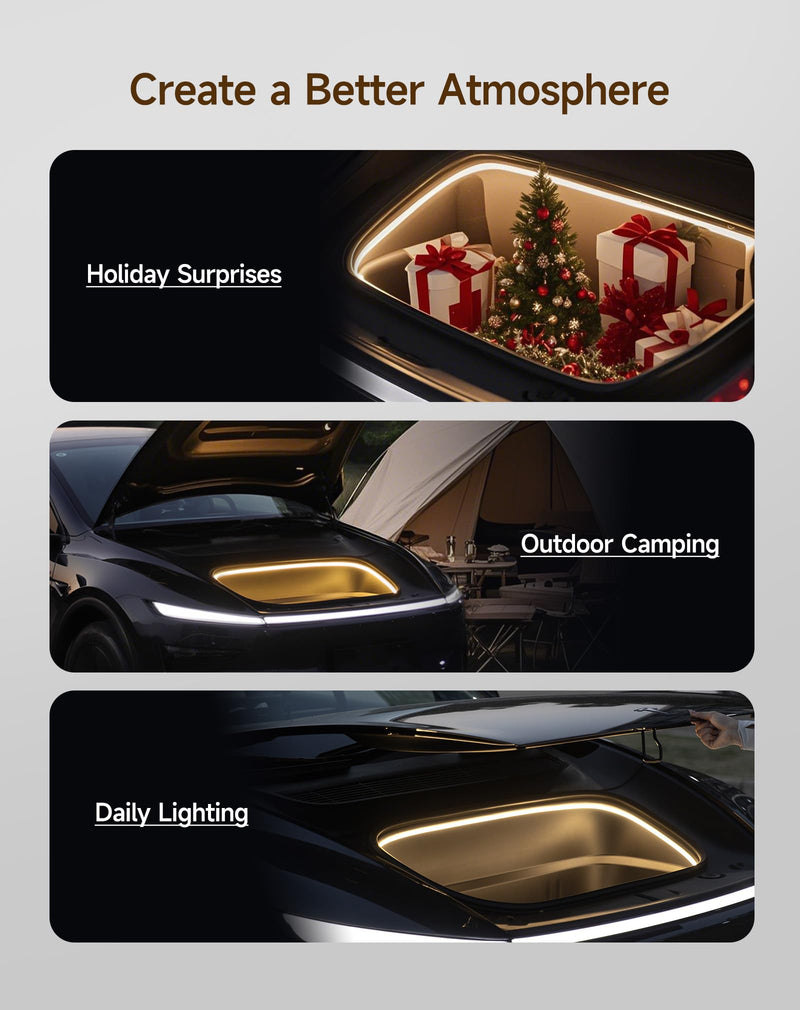 TPARTS Frunk LED Light Strip for New Tesla Model Y Juniper 2025+, Flexible Silicone Waterproof Interior Lighting Bar,Tool-free Installation Tesla Front Trunk Accessories Intelligent Ambient Lights 2.Frunk LED (MY Juniper 25+) Warm White Light