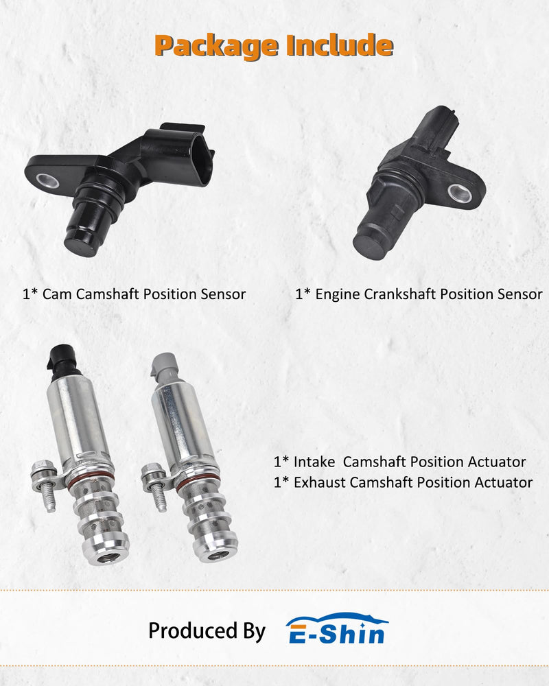 Intake & Exhaust Camshaft Position Actuator with Crankshaft Sensor & Camshaft Sensor Kit Compatible with Buick Chevy Malibu Terrain Pontiac Saturn 2.0L 2.2L 2.4L OE# 12655421 12655420 917-720 907-799