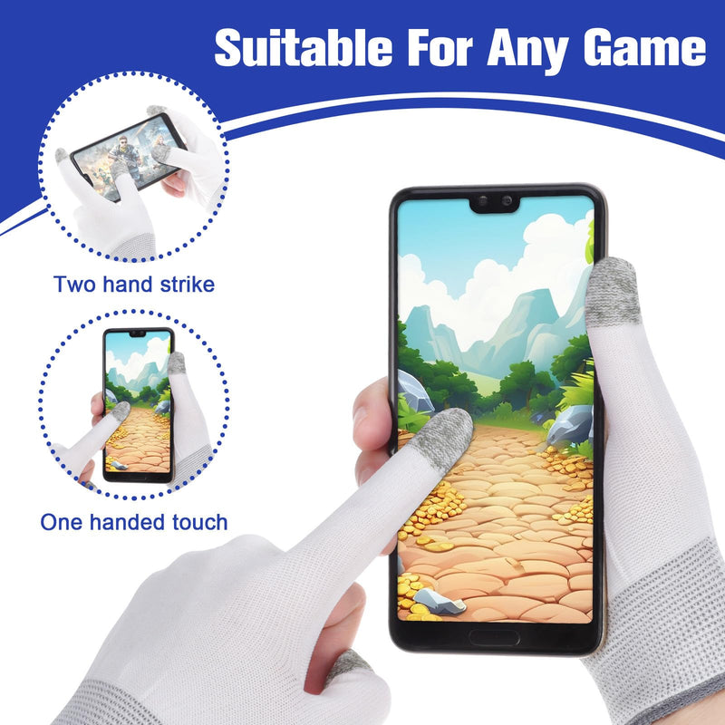 2 Pairs Gaming Finger Sleeves | Anti-Sweat Graphene Touchscreen Gloves for Mobile Sweaty Hands Gamer Streamer