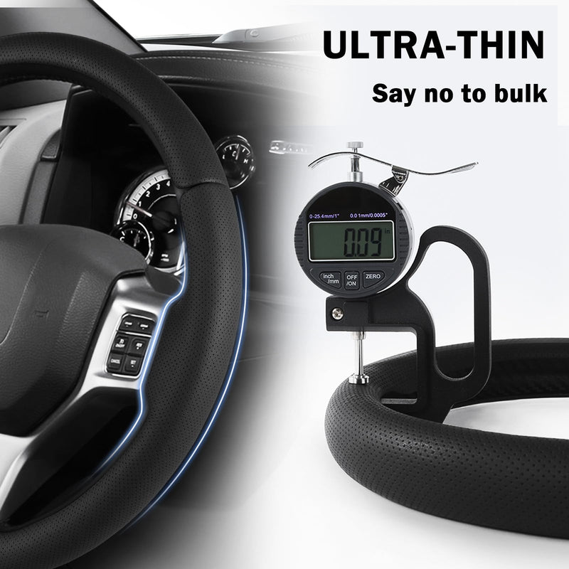 Steering Wheel Cover for Ram 1500, Car Steering Wheel Cover for Dodge Ram 1500 (2012-2018) 1500 Classic(2019-2023) 2500(2012-2018) 3500(2012-2018) 5500(2012-2018), Perforated Black Black Perforated Leather RAM 1500 (2012-2018)
