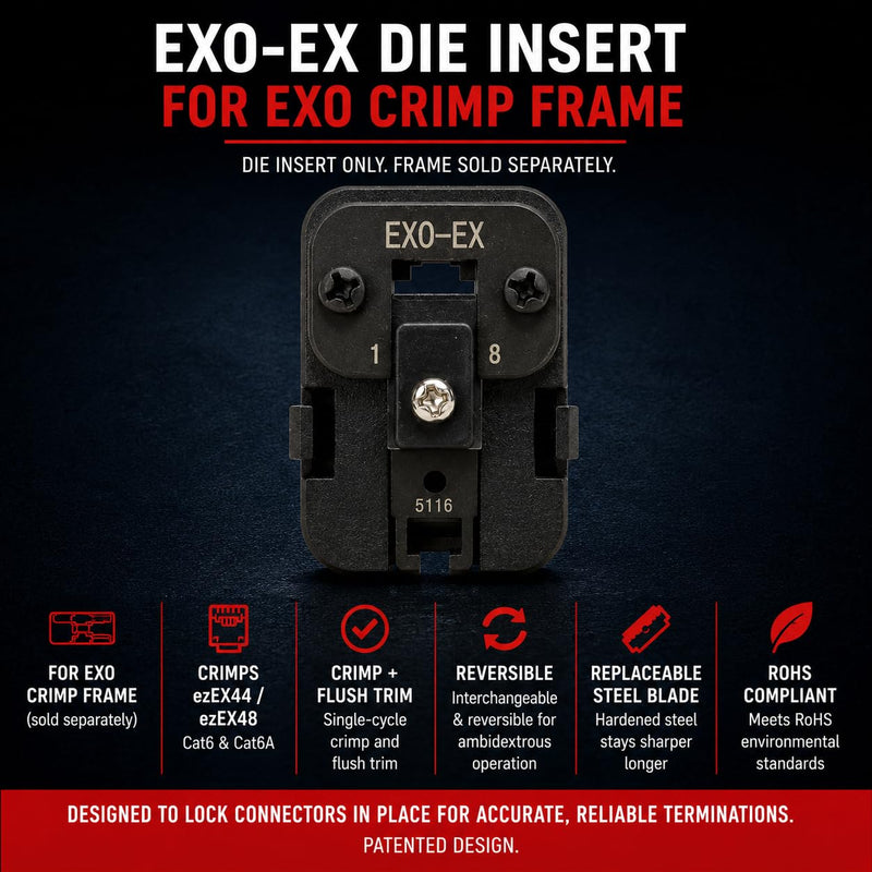 Platinum Tools 100071C Exo-EX Die For Exo Crimp Frame, Network Cable Crimper for RJ45 and Modular Connectors
