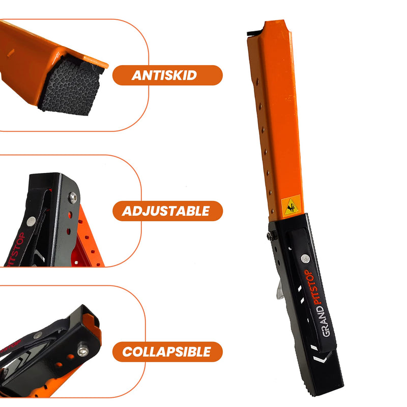 GRAND PITSTOP Motorcycle Maintenance Stand, Portable & Compact Lift Stand Moto Jack, Adjustable Height for Chain Cleaning and Lubrication Easy to use