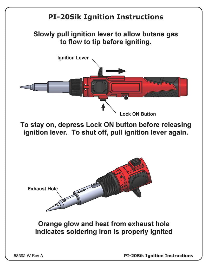 Master Appliance PI-20SiK Professional Cordless Butane Soldering Iron Kit [portable soldering station & heat tool] - Self-Igniting w/Adjustable Temperature - 680F - 820F, refillable with butane fuel