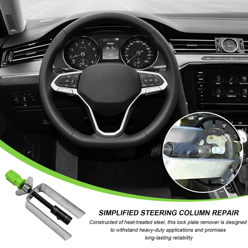 Steering Wheel Lock Plate Remover, Lock Plate Compressor Puller Tool Featuring Reversible Adapter, Essential Installer Removal Tool for Most Vehicles with Locking Steering Wheels