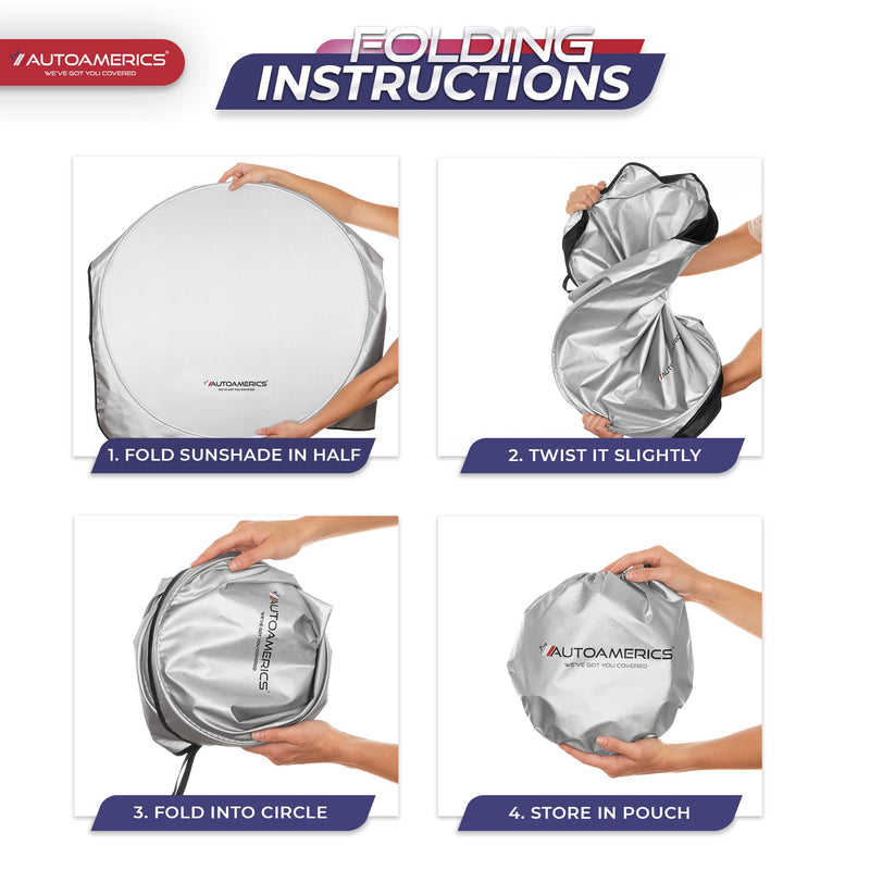 Autoamerics 1-Piece Windshield Sun Shade Standard Silver Foldable Car Front Window Sunshade for Most Cars SUV Truck - Heat Blocker Visor Protector Blocks Max UV Rays and Keeps Your Vehicle Cool Medium MEDIUM = 61 x 32 inches