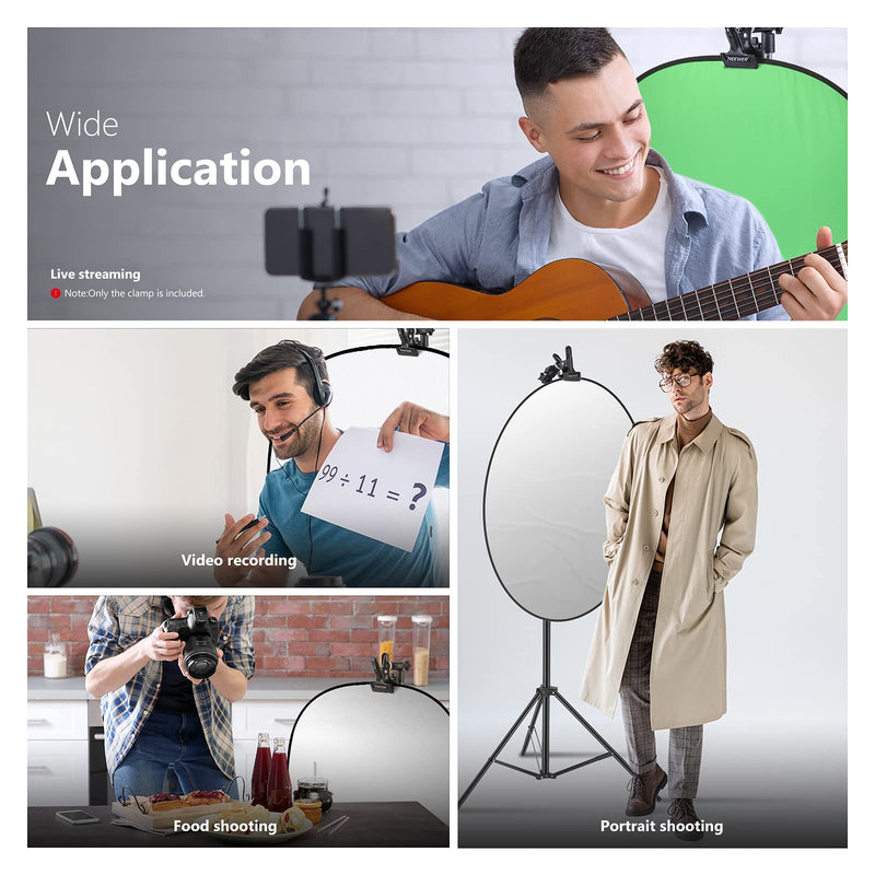 Neewer 2 PCS Photo Studio Heavy Duty Metal Clamp Holder with 5/8" Light Stand Attachment for Reflector