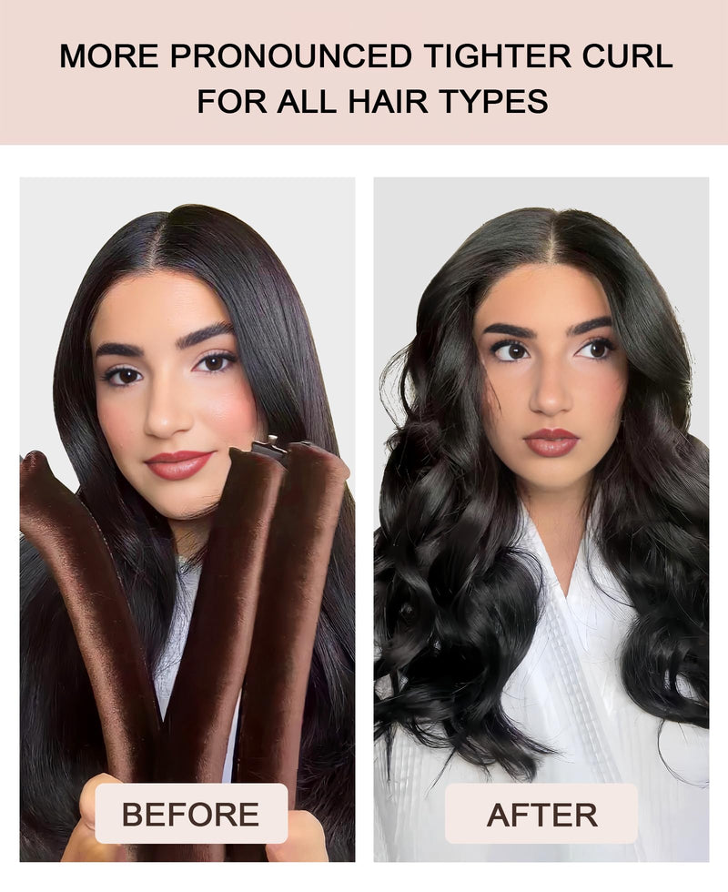 YOSHUYUKI Heatless Hair Curler to Sleep in No Heat Satin Heatless Curls Overnight Rods Curling Set Jumbo Large Foam Sponge Hair Rollers Curlers for Long Short Hair Volume Women Styling Tools Brown