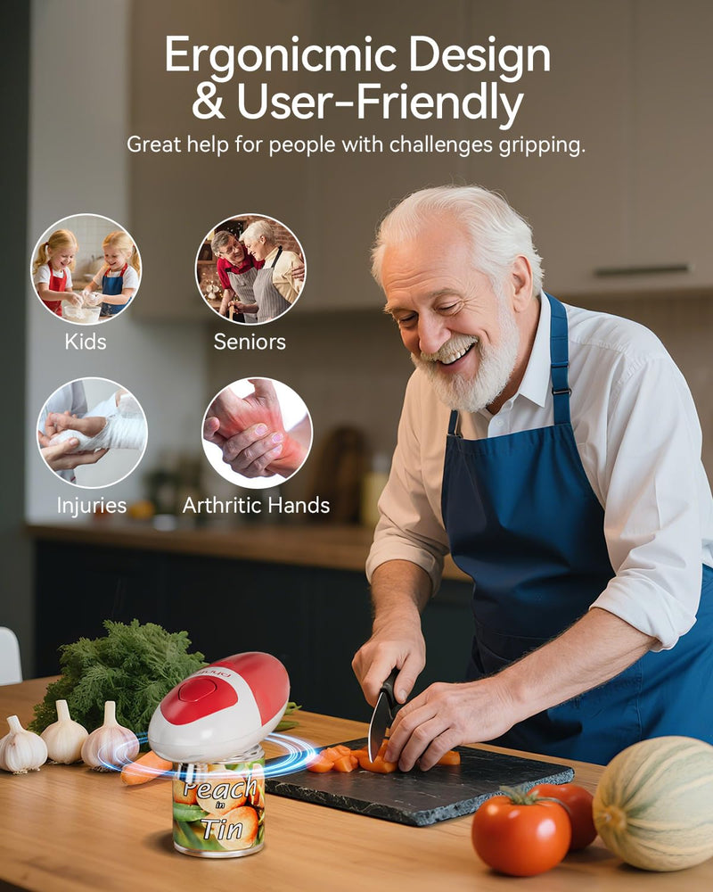Electric Can Opener,Phniti Automatic Can Opener with Smooth Edge, Handheld Electric Can Opener for Seniors, Arthritis and Chef, Battery Operated Can Opener Almost All Can Sizes for Kitchen Use