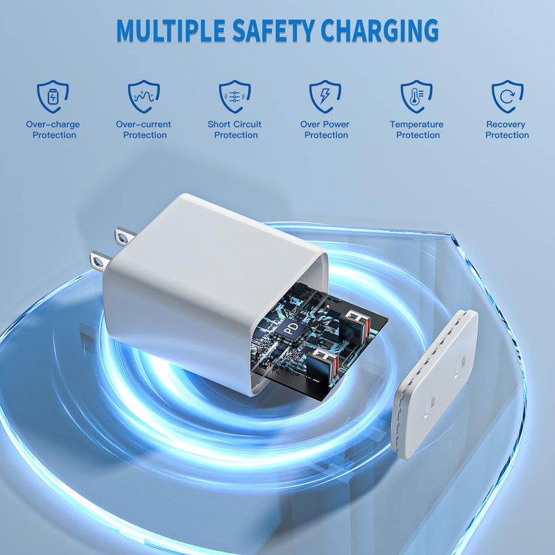 45W Apple 17 16 15 Fast USB C Charge Block, 2-Pack Apple Charger Plug & 10FT Long USB C Cable Cords,iPhone 17 Charger Fast Charging,Compatible with iPhone 17/16/15/Air/Pro/Pro Max/e/Plus/iPad/AirPods