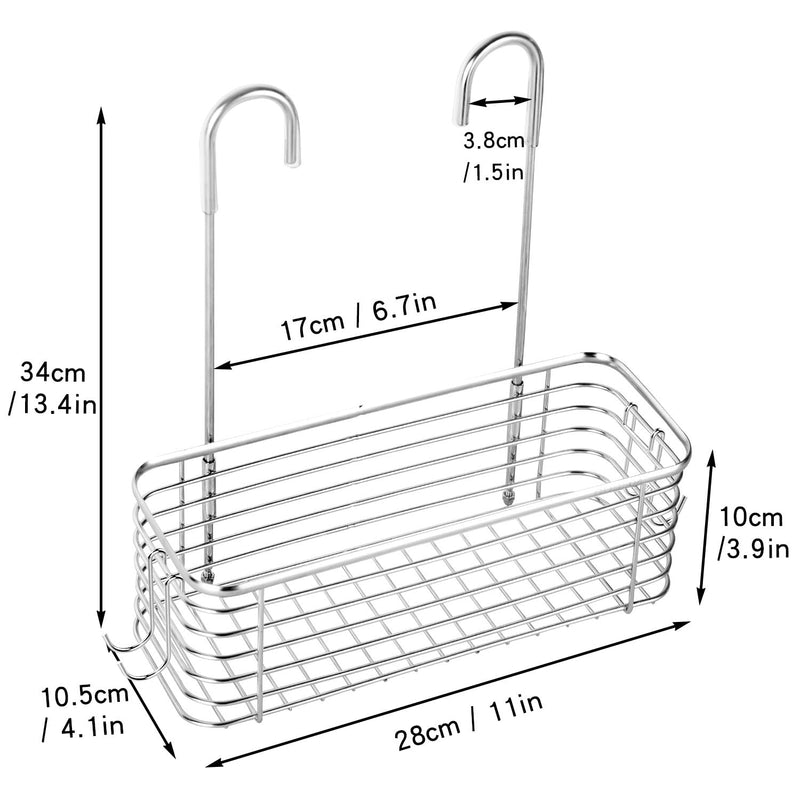YQh hanging shower rack, bathroom storage rack, shampoo bracket, the back hook can be rotated, and can be hung on the faucet or Claw foot bathtubcross bar, 304 stainless steel rust proof and durable single layer shelf