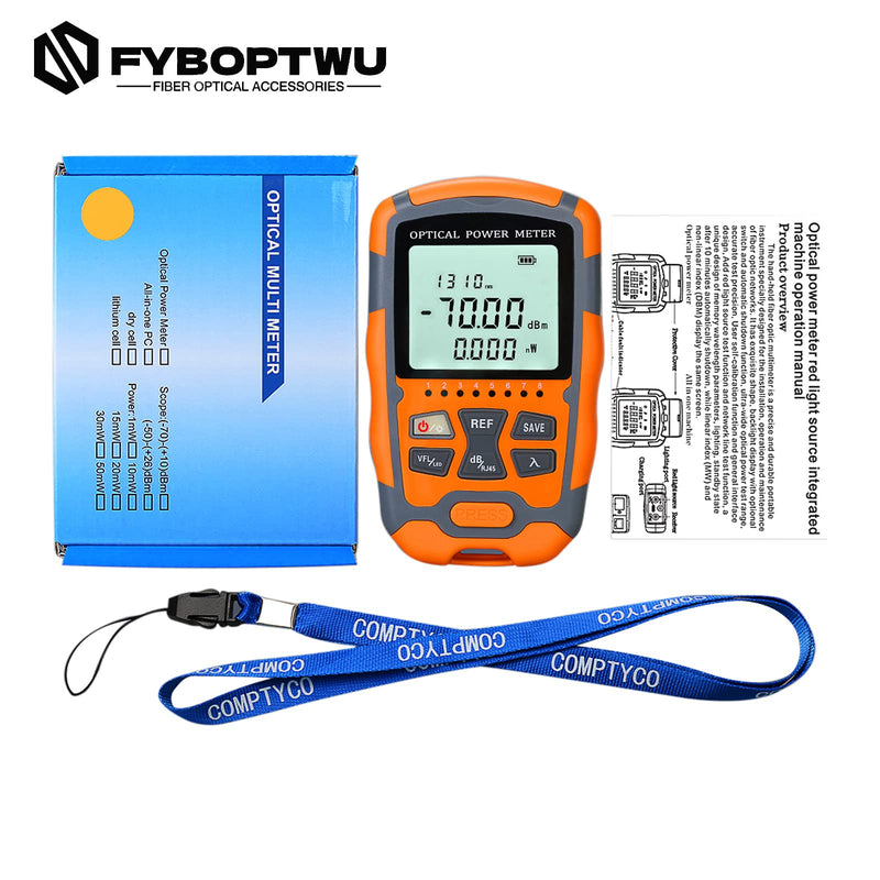 1pc 4 in 1 Function Visual Fault Locator & OPM Portable Optical Power Meter (FC/SC/ST) & RJ45 Network Test & LED Lighting, Portable Fiber Optic Tester, Range: (-70) dBm ~ (+10) dBm