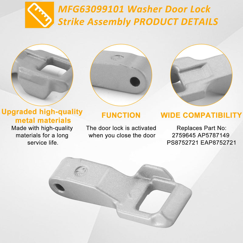 EBF61315802 Washer Door Lock Switch with MFG63099101 Strike for L.G Washer WM4000HWA WM3770HVA WM3080CW WM3670HVA WM3500CW WM8000HVA WM3600HVA by TOMOON