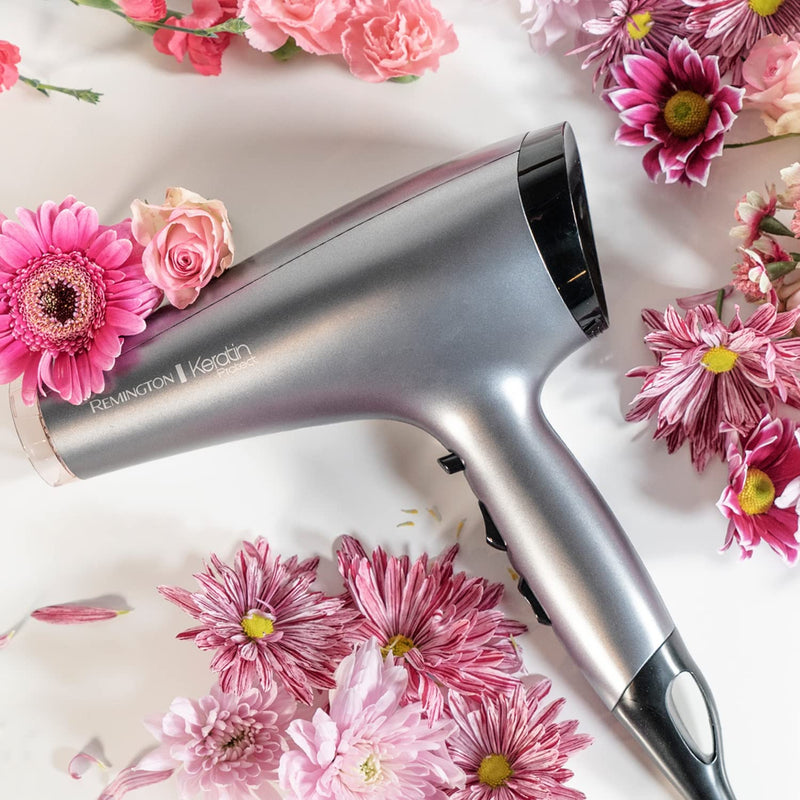 Remington Keratin Protect Hair Dryer (Infused with Keratin and Almond Oil for Smooth, Healthy Looking Hair, Powerful, Fast, Diffuser, 2 Concentrators - Super Slim & Fast-Drying, Ionic, 2200W) AC8008 | Infused with Keratin and Almond Oil for smooth, hea...