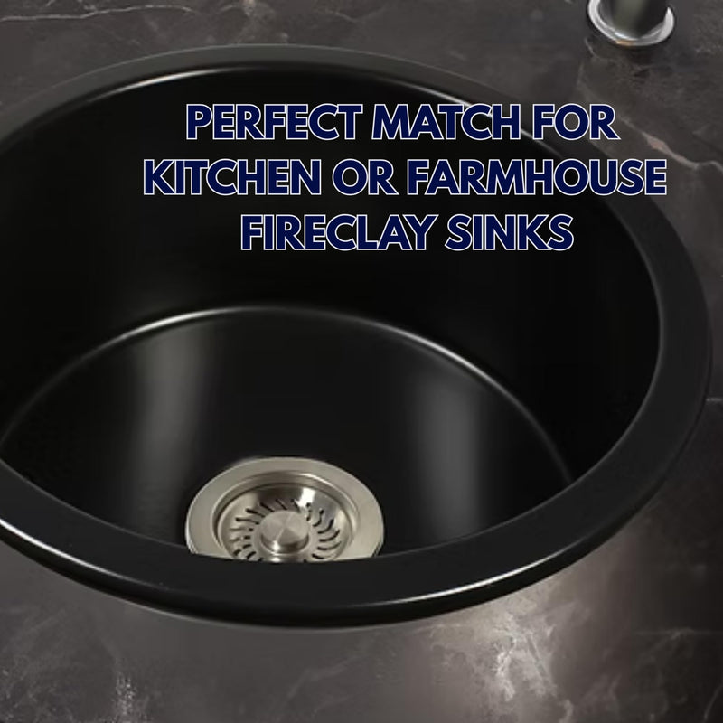 Nantucket Sinks 3-1/2 Kitchen Drain Assembly Kit for Fireclay Kitchen Sinks, with Basket Strainer, 304 Stainless Steel, Extended Ferrule, Made in Italy NS35L-EXT