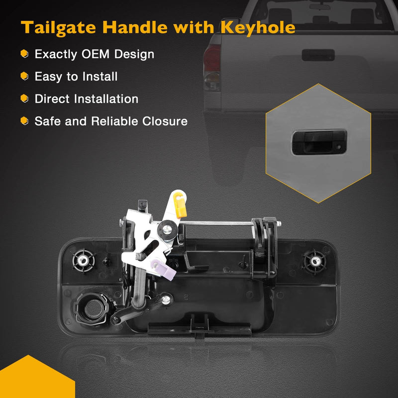 Gledewen Tailgate Handle Liftgate Latch Handle with Keyhole | for 2007-2013 Toyota Tundra | Replaces# 69090-0C040, 690900C040, 81213 Black