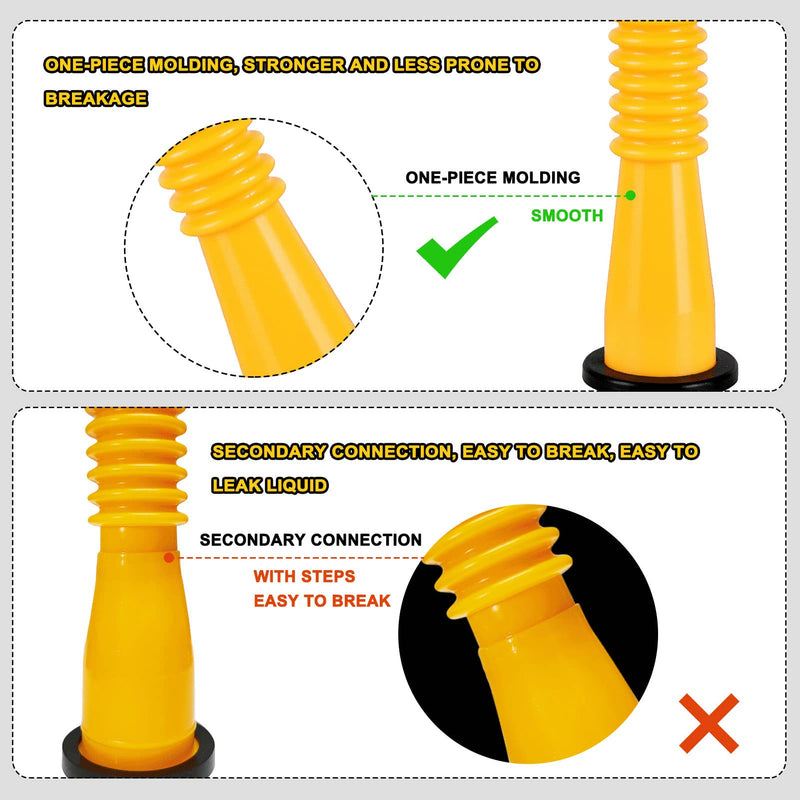 Gas Can Spout Replacement, Gas Can Nozzle Replacement (3 Kits-Yellow). for 1/2/5/10 gallon gas cans. Upgraded replacement gas can spout with flexible nozzle, vent cap, thick rubber pad, spout cover Yellow