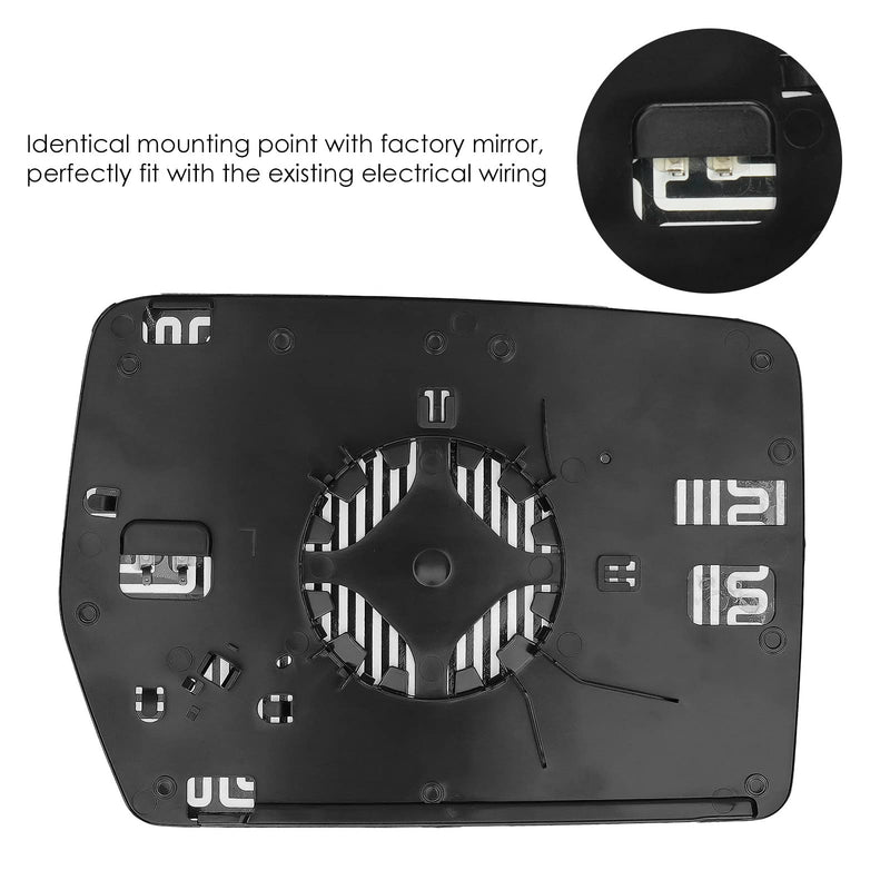 Driver Left Side Heated Mirror Glass Compatible with 2004-2014 Ford F-150, Side View Exterior Mirror with Rear Holder, Replacement for 4L3Z-17K707-DB Driver Side(Left)