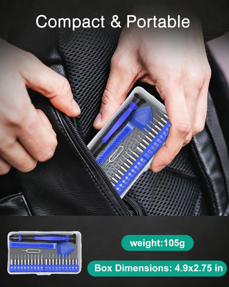 ORIA Small Precision Screwdriver Set, Mini Repair Tool Kit for Phone, PC, Computer, Laptop, Xbox, Switch, Glasses, Watch, Electronics, DIY, Pocket Repair Tools with Torx Phillips Flat and More Blue 24-IN-1