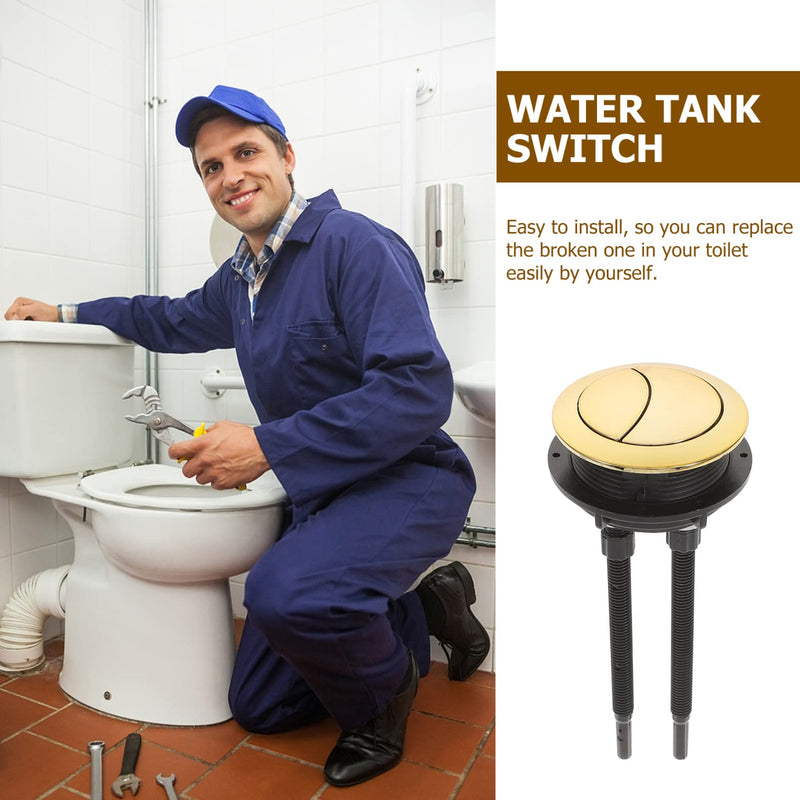 Angoily Toilet Push Button Replacement 2 Pcs Dual Flush Toilet Button for Bathroom Cistern 48Mm Tank Buttons Brushed Gold Water Tank Accessory Easy Install