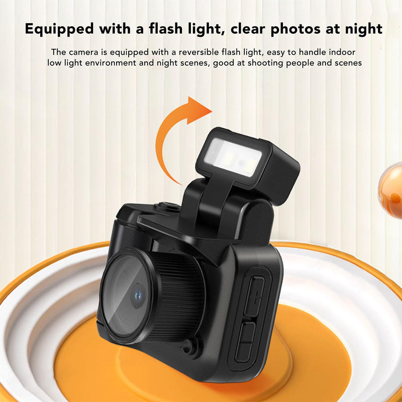 Mini Keychain Camera, 1080P 2MP Small Thumb Sized Mini Retro Nostalgic Camera Video Camcorder, with Charger Base and LED Flash Light
