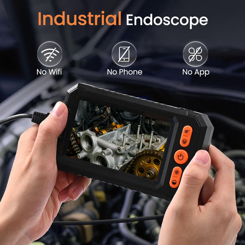 BlueSwan Borescope Camera with Light, 16.4ft Semi-Rigid Cord Snake IP67 Waterproof HD Endoscope Inspection Camera for Automotive Engine, Wall, Pickup Tool Set, Cool Gadgets, Birthday Gifts for Men Dad Built-in Screen